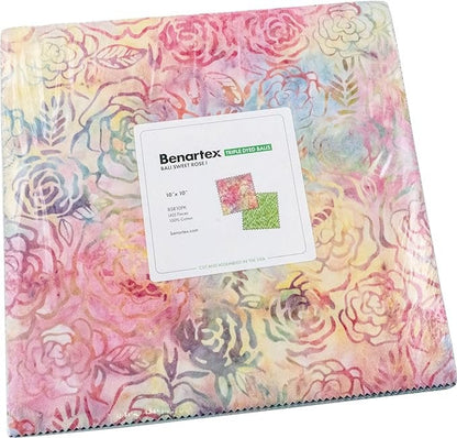 Fabric Layer Cake Bali SWEET ROSE I Triple Dyed Batiks - Benartex - 10" Fabric Squares