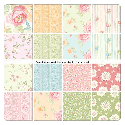 Fabric Layer Cake SWEET BABY ROSE by Dover Hill for Benartex - 10" Quilt Fabric Squares