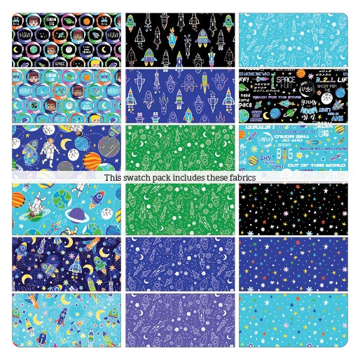 Fabric Layer Cake LIFT OFF Glow in the Dark by Kanvas Studios for Benartex - Quilt Shop Quality - 42 Pre-Cut 10" Squares