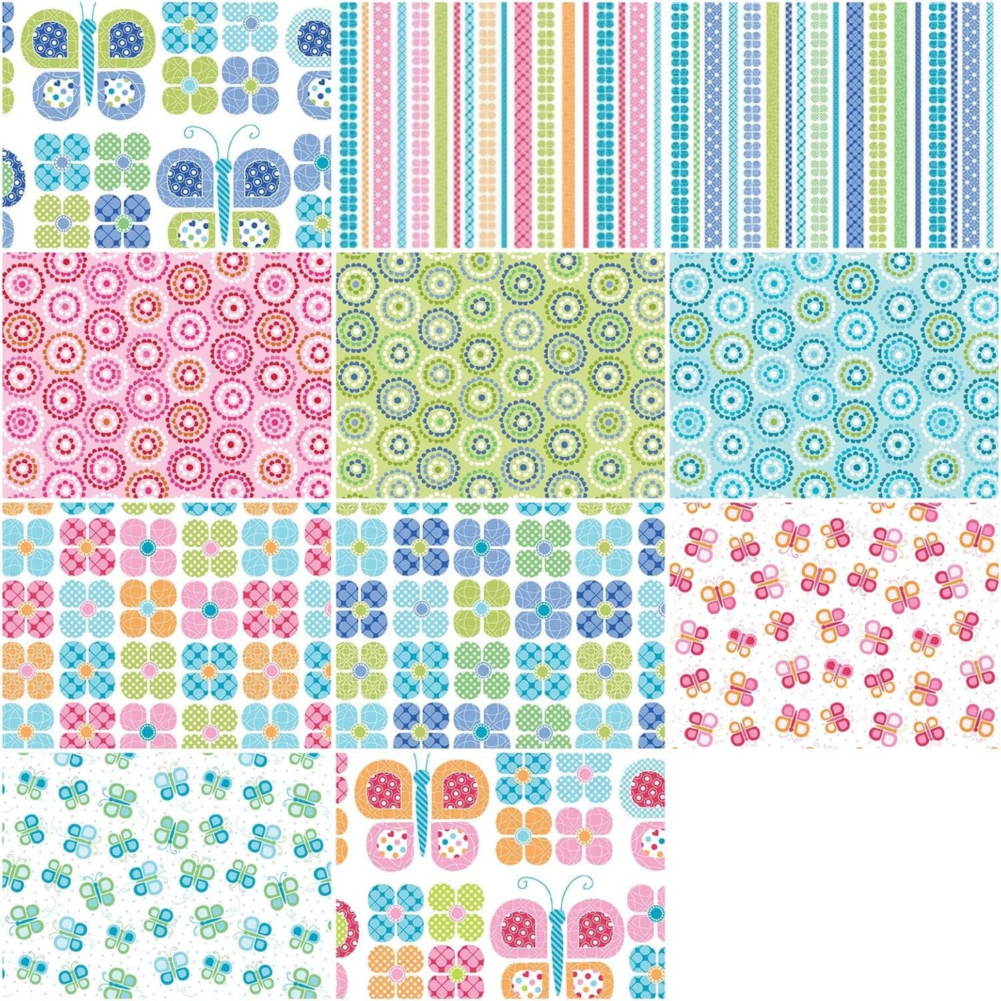 Fabric Fat Quarter Pack DAISY UP 11 Fat Quarters Benartex - 11 Different Fat Quarters