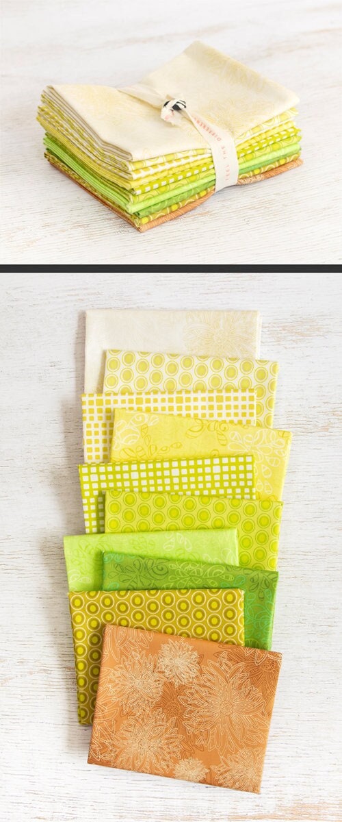 Fabric Fat Quarter Pack KEY LIME Pie 10 Fat Quarters by AGF - Art Gallery Fabrics - 10 Different Fat Quarters