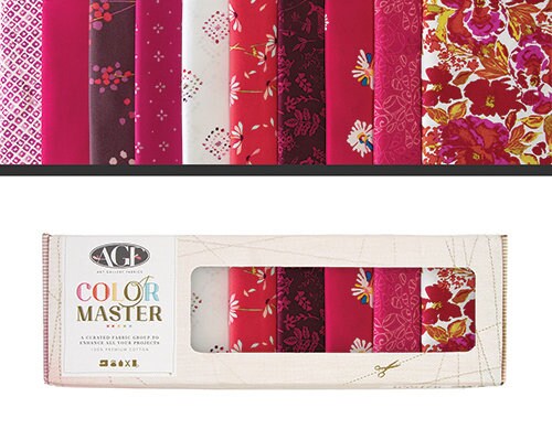 Quilt Shop Quality Fabric Half Yard Pack Pomegranate Tart AGF Color Master - Art Gallery Fabrics - 10 Coordinating 1/2 Yard Cuts
