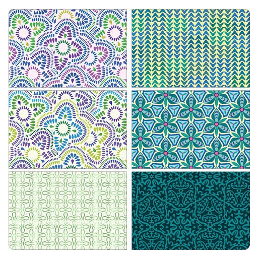 Fabric 6 Yard Bundle SUNNYSIDE (BLUE) by Modern Quilt Studio for Benartex - 6 Different 1 Yard Cuts