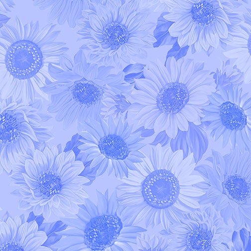 108" Wide Sunflower Whisper Cornflower Blue by Kanvas Studio for Benartex - Beautiful Blue Floral Quilt Backing Fabric by the Yard