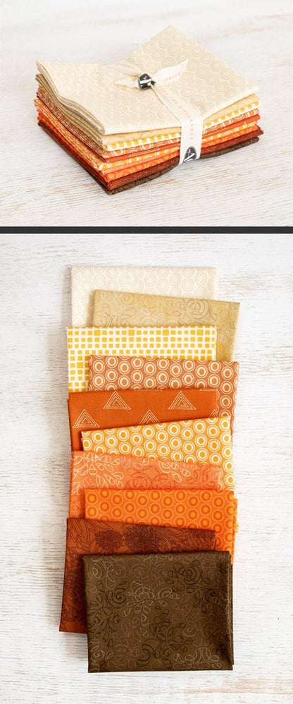 Fabric Fat Quarter Pack PUMPKIN SPICE Elements 10 Fat Quarters by AGF - Art Gallery Fabrics - 10 Different Fat Quarters