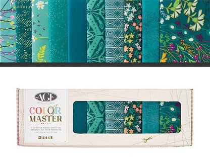 Fabric Half Yard Pack TEAL THOUGHTS AGF Color Master - Art Gallery Fabrics - 10 Coordinating 1/2 Yard Cuts