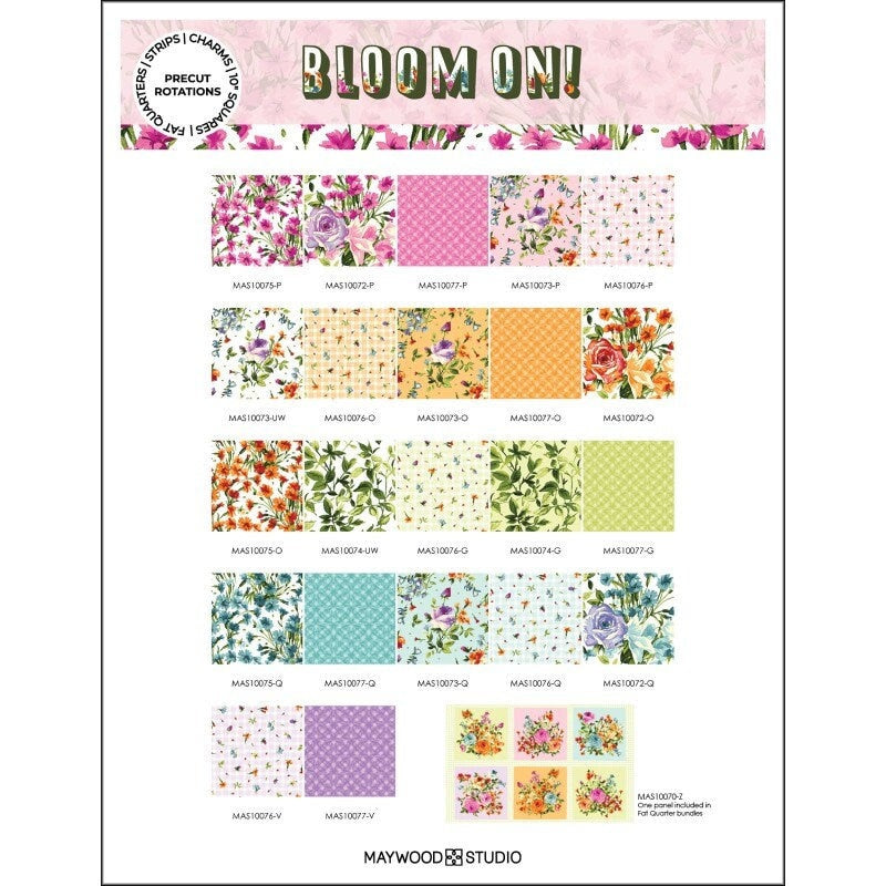 Fabric Fat Quarter Bundle - BLOOM ON! by Maywood Studios - 22 Fat Quarters + 1 Panel