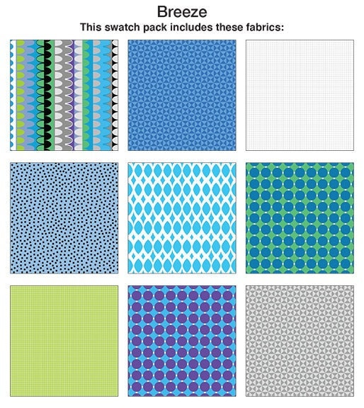 Fabric Fat Quarter Pack Breeze Gridwork Fabric Collection by Christa Watson of Christa Quilts for Benartex - 9 Different Fat Quarters