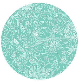 43-44" Wide GARDEN BLISS Turquoise and White Quilt Fabric by Valentina Harper for Benartex - Sold by the Yard