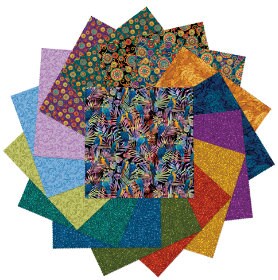 Fabric Layer Cake PARROT HABITAT by David Galchutt for Benartex - 10" Quilt Fabric Squares