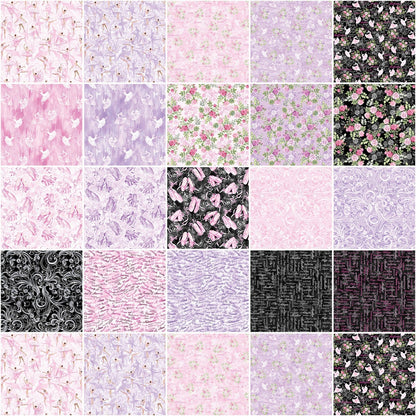 Fabric Layer Cake PEARL BALLET (Enhanced with Pearlescent) by Kanvas Studio for Benartex - 10" Quilt Fabric Squares