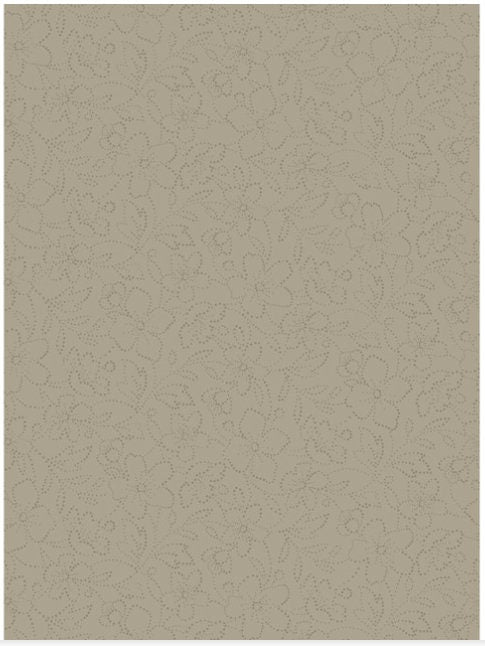 43-44" Wide OPAL ESSENCE FLORAL Taupe/Green with Pearlescent Quilt Fabric by Maywood Studio - Sold by the Yard