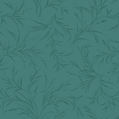 43-44" Wide OPAL ESSENCE FOLIAGE Dark Teal Blue with Pearlescent Quilt Fabric by Maywood Studio - Sold by the Yard