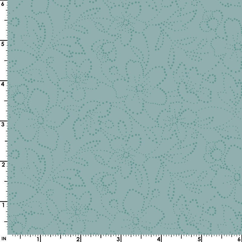 43-44" Wide OPAL ESSENCE FLORAL Teal/Aqua with Pearlescent Quilt Fabric by Maywood Studio - Sold by the Yard