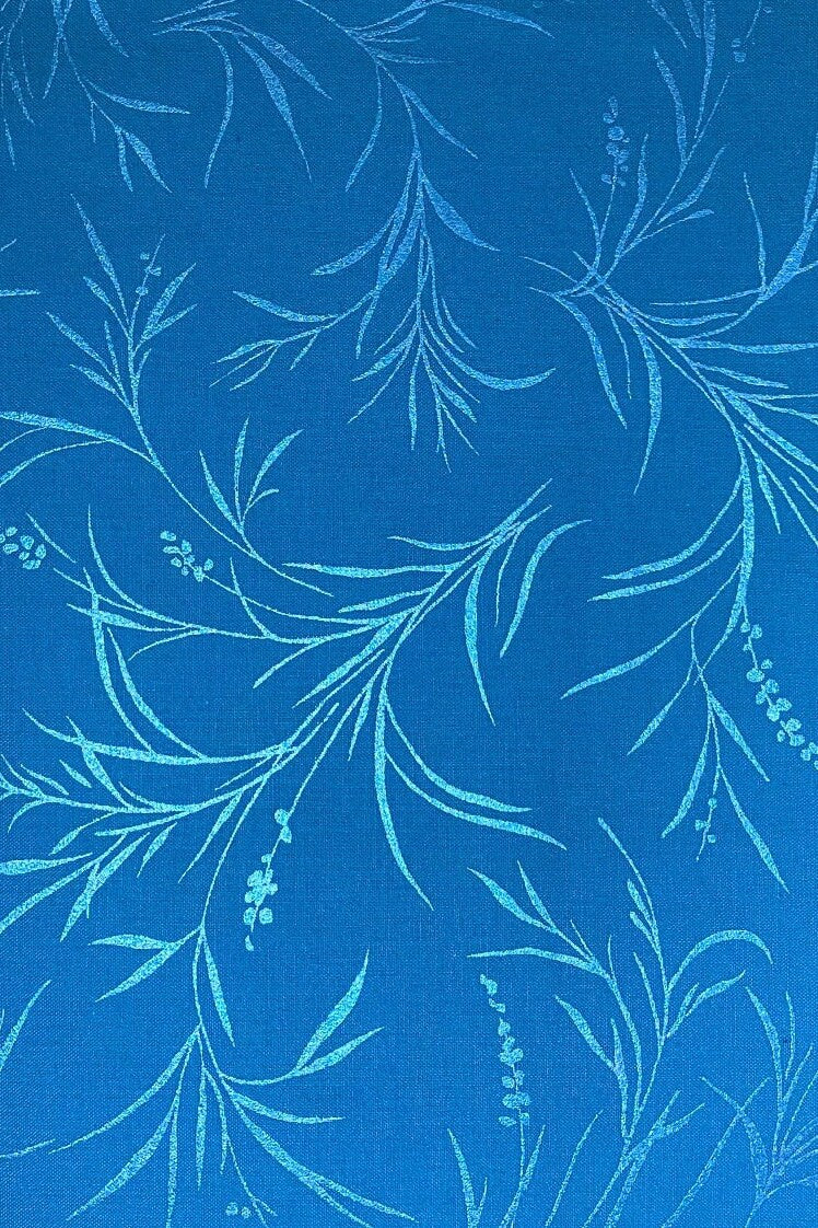 43-44" Wide OPAL ESSENCE FOLIAGE Dark Blue Pearlescent Quilt Fabric by Maywood Studio - Sold by the Yard