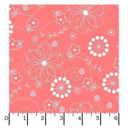 43-44" Wide KIMBERBELL BASICS CLASSIC Doodles Peachy Pink Quilt Fabric for Maywood Studio - Sold by the Yard