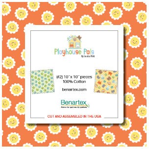 Fabric Layer Cake PLAYHOUSE PALS by Jessica Flick for Benartex - 10" Quilt Fabric Squares