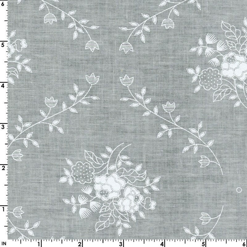 43-44" Wide QUILTER'S WHITE Tone on Tone by Galaxy - Floral Bouquet White on White Tonal Quilt Fabric - Sold by the Yard