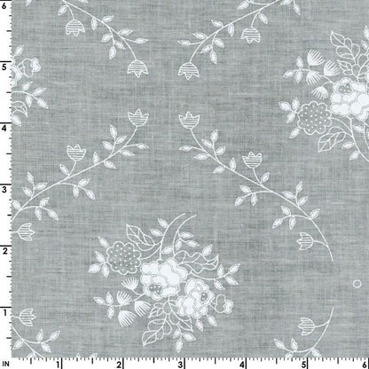 43-44" Wide QUILTER'S WHITE Tone on Tone by Galaxy - Floral Bouquet White on White Tonal Quilt Fabric - Sold by the Yard