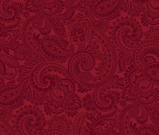 43-44" Wide FLOWER FESTIVAL II Red Paisley Quilt Fabric Designed by Benartex - Sold by the Yard