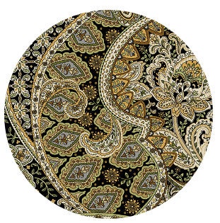 Quilt Backing 108" Wide Samsara Allover Collage Black-Multi by Benartex Studio - Beautiful Black, Green and Gold Paisley - Sold by the Yard