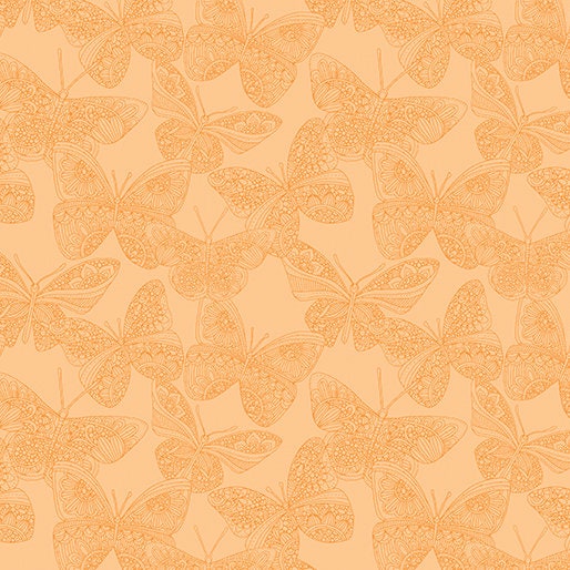 43-44" Wide BUTTERFLY BLISS Peach Quilt Fabric by Contempo for Benartex - Sold by the Yard