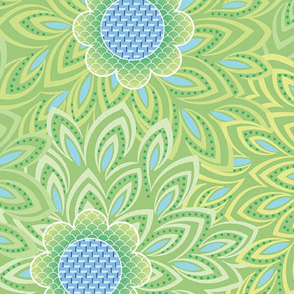 43-44" Wide LEAVES Green Quilt Fabric Free Motion Fantasy 2 Collection - Sold by the Yard