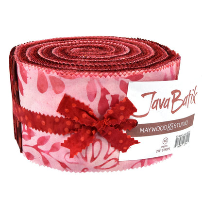 2 1/2" Fabric Strip Set JAVA BATIK REDS for Maywood Studio - 40 Fabric Strips 2-1/2" x 42" - 40 Different Fabrics