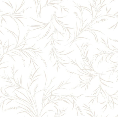 43-44" Wide OPAL ESSENCE FOLIAGE White with Gold Pearlescent Quilt Fabric by Maywood Studio - Sold by the Yard