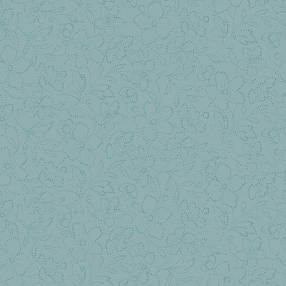 43-44" Wide OPAL ESSENCE FLORAL Teal/Aqua with Pearlescent Quilt Fabric by Maywood Studio - Sold by the Yard