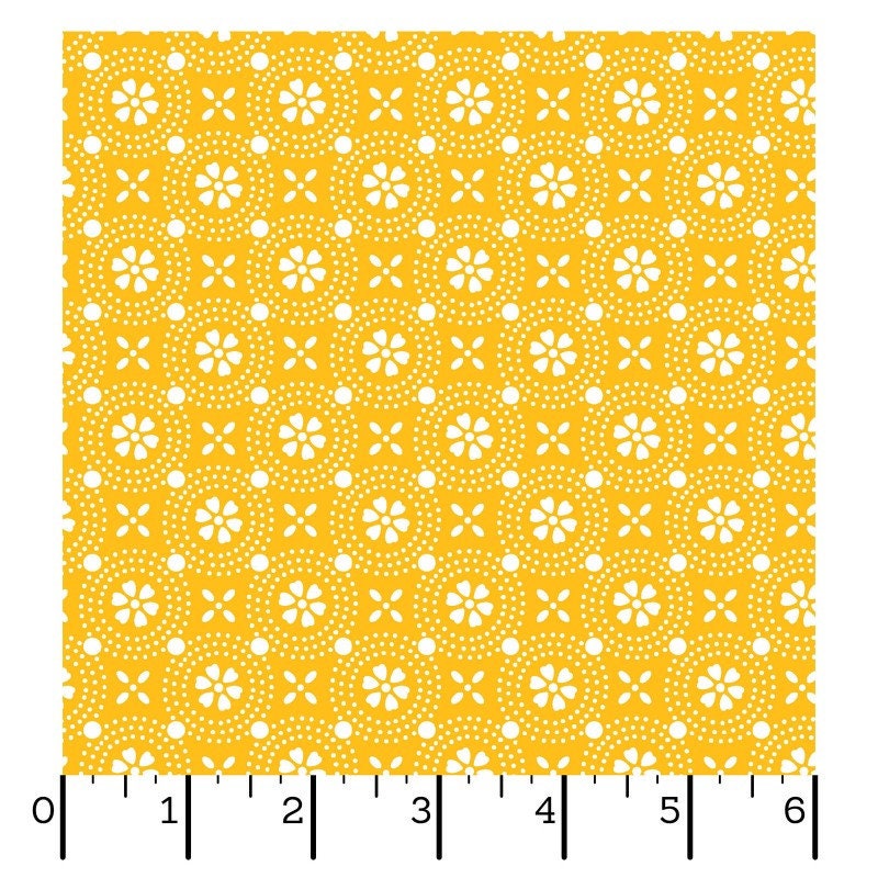 43-44" Wide KIMBERBELL BASICS DOTTED Circles Yellow Quilt Fabric for Maywood Studio - Sold by the Yard