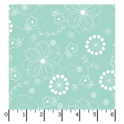 43-44" Wide KIMBERBELL BASICS CLASSIC Doodles Teal Quilt Fabric for Maywood Studio - Sold by the Yard