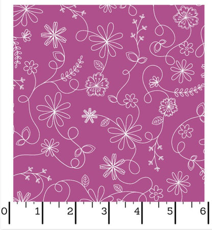 43-44" Wide KIMBERBELL BASICS CLASSIC Doodles Violet Red Quilt Fabric for Maywood Studio - Sold by the Yard