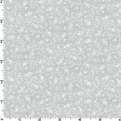 43-44" Wide QUILTER'S WHITE Tone on Tone by Galaxy - Small Flowers and Leaves White on White Tonal Quilt Fabric - Sold by the Yard