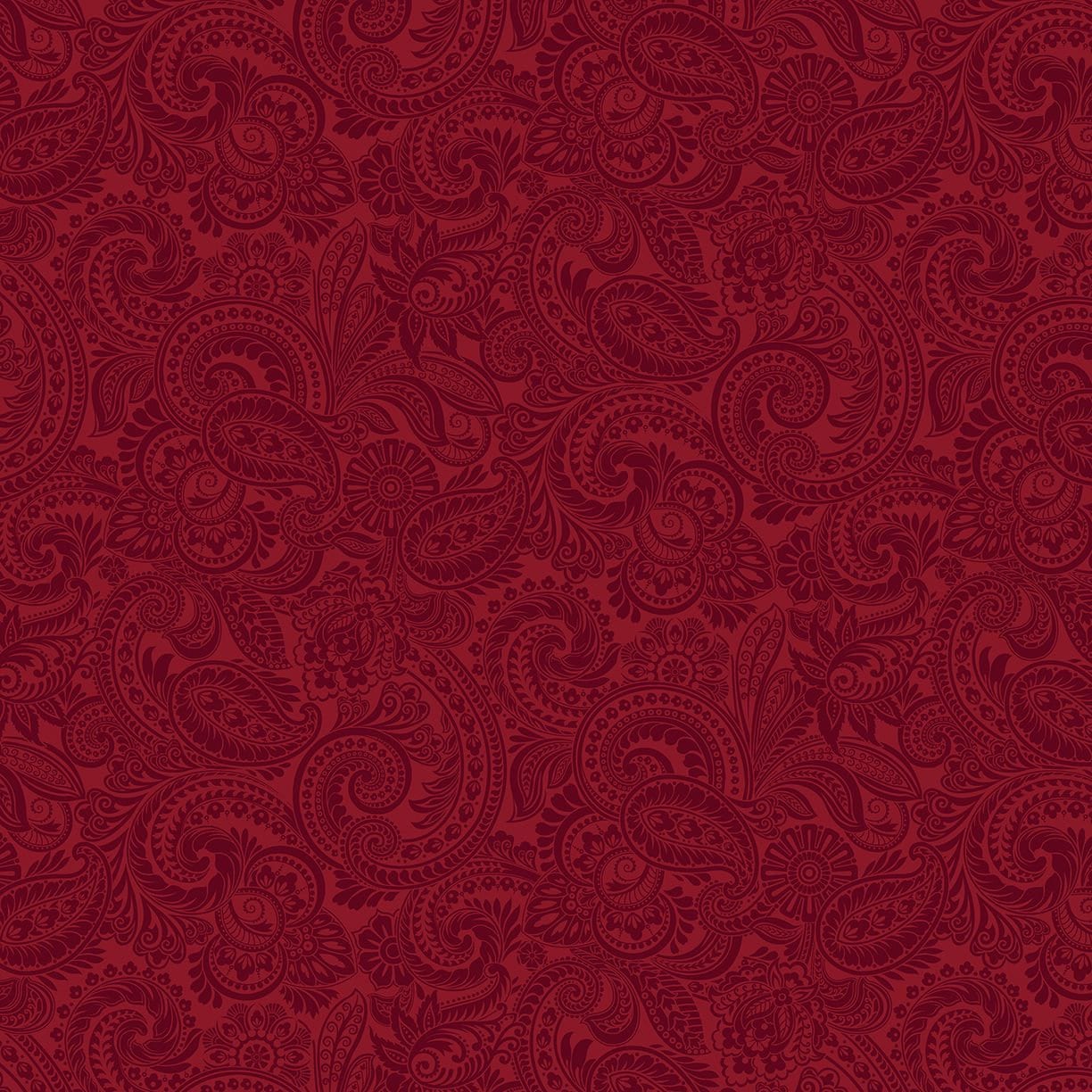 43-44" Wide FLOWER FESTIVAL II Red Paisley Quilt Fabric Designed by Benartex - Sold by the Yard