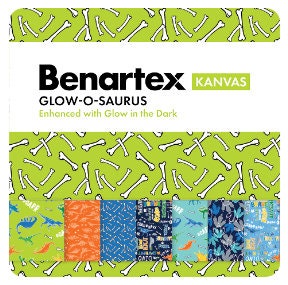 Fabric Design Roll GLOW-O-SAURUS (Glow in the Dark) Strip-Pies by Kanvas Studio for Benartex - 2 1/2" Wide Fabric Strip Set - Quilt Fabric