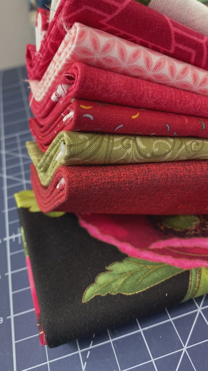 8 Fabric Fat Quarter Bundle - Geraniums and More from Benartex Collections