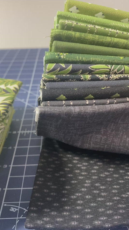 Precut Fabric Fat Quarters - Green Leaves by Makower UK for Andover Fabrics - 24 Different Fabric Fat Quarters