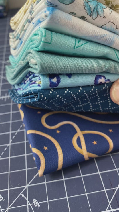 8 Fabric Fat Quarter Bundle - Blues and More from Benartex Collections