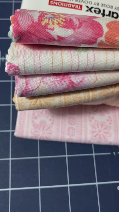 Fabric 5 Yard Bundle SWEET BABY ROSE (Pink) by Dover Hill for Benartex - Quilt Shop Quality - 5 Different 1 Yard Cuts