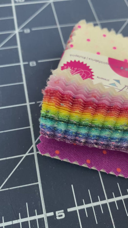 Precut Fabric Mini Charm Pack True Colors Tiny Coordinates by Tula Pink for Free Spirit Fabrics - 2 1/2" Fabric Squares