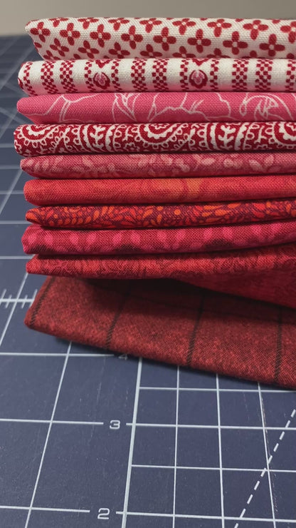 10 Fabric Fat Quarter Bundle - Color Elements Red by Benartex